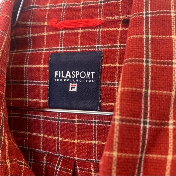 FILA SPORT THE COLLECTION RED FRONT POCKET PLAID BUTTON  DOWN COTTON MEN LARGE - Picture 9 of 12